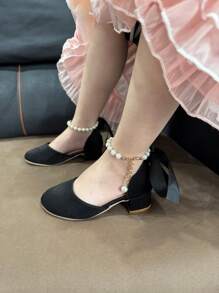 Girls' Princess High Heel Shoes, Paired With Black Formal Dress For Performance, Party, Wedding, Basic Shoes