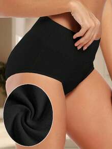 HANQIYA 8 件女式高腰内裤，亲肤舒适优雅纯色黑色内裤，透气弹力，全覆盖，柔软，适合休闲穿着 - 黑色 - 查看 9