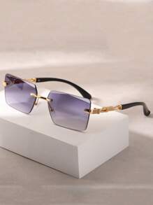 1 pieza Gafas decorativas sin marco con estampado de leopardo y patas de moda, gafas de montura pequeña y elegante, adecuadas para la playa y vacaciones, unisex