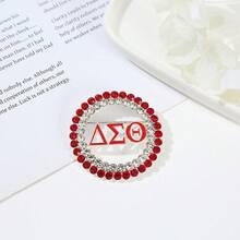 1 chiếc trâm cài khăn quàng cổ cho nữ, hình tròn rỗng có chữ cái Hy Lạp màu tương phản thanh lịch, thích hợp để đeo hàng ngày và làm quà tặng - trâm - Xem 6