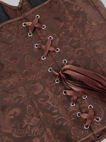 1 szt. Gorset damski w stylu pałacowym, klasyczny jednolity kolor żakardowy gorset z sznurowanym pasem, wzmacniający kształtowanie, można nosić jako odzież wierzchnią na wesele i imprezę