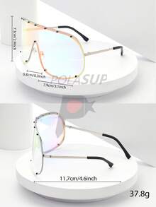 1 件超大金属全覆盖面罩女士时尚眼镜带金属铆钉，休闲、可爱、优雅、性感、波西米亚、复古、复古、派对、钻石形、时尚装饰，适合所有季节、海滩、鸡尾酒会，银色 - 彩色 - 查看 9