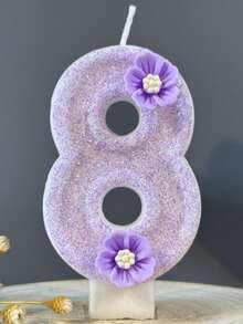 1pc Numeric Birthday Cake Candles (0-9), Romantic Party Favors, Cake Decor Candle Numbers For Celebrations, Holidays, Parties - Shiny Numeric Candle - Purple - View 20