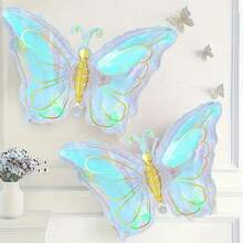 1/3pcs Colorful Transparent Butterfly Balloons, Multicolor Transparent Butterfly Foil Balloons, For Butterfly Theme Party, Wedding, Birthday, Mother's Day Gift, Decoration, Photo Props - Multicolor - View 8