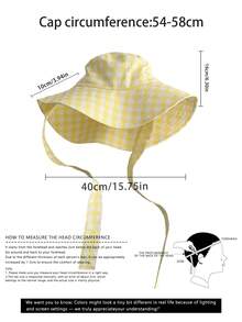 1pc Vacation Wide Brim Sun Protection Sun Hat For Women, Fashion Beach Casual Bowknot Colorful Plaid Foldable Bucket Hat, Bohemian Style - Bucket Hat With Tie - View 5