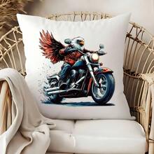 1pc/2pcs/4pcs A White-Feathered Eagle Rides A Motorcycle Adorned With Unique Designs And Hot-Spin Stickers, Perfect For Custom T-Shirts, Tracksuits, Jeans, Bags, Purses, Cushion Covers, And Vintage Baseball Caps. These Plastic Stickers Are Do Not Fade After Washing.