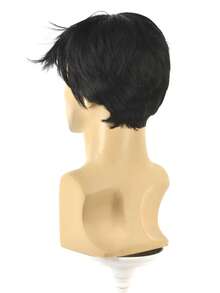 Men's Short Hair Wig, Natural Wig With Bangs, Korean Style Men's Micro-Parted Wig Headpiece, Heat-Resistant Synthetic Wig - Black - View 4