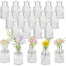Set de vaze 1/6/12 piese, vază de sticlă pentru decorarea centrului, vază mică, vază modernă cu dungi transparente, vază vintage pentru decorarea mesei, petrecerea de nuntă și decorarea casei.