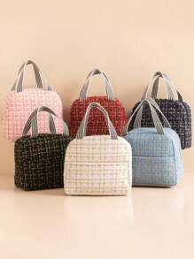 1pc Lunch Bag, Portable Insulated Lunch Box Tote Bag With Cute Bear Pattern, Suitable For Work And School, Waterproof And Lightweight, Keeps Food Fresh And Warm