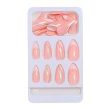 24 piezas de uñas postizas con forma de almendra de tamaño medio con patrón de rayas blancas y cristales brillantes, mejora instantáneamente tu apariencia, el set de manicura es perfecto para vacaciones, fiestas, citas y uso diario
