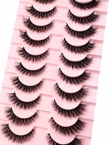 全新 10 对/包短款自然猫眼睫毛蓬松 3D 水貂假睫毛假睫毛水貂睫毛柔软自然睫毛延长睫毛化妆睫毛 - 交叉款 - 查看 6