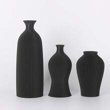 Elegant Boho Style Black Plastic Vase - Perfect For Farmhouse Decor, Tabletop Centerpiece And Bookshelf - Black - View 9