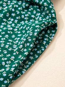 CILKOO 波西米亚风印花方领无袖宽松褶皱连体裤，带口袋，夏季休闲阔腿裤 - 綠色 - 查看 5