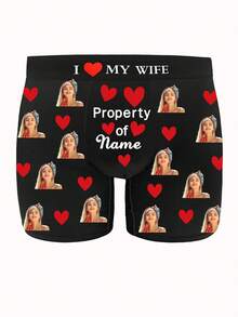 1 Piece Custom Face Boxers For Men, Custom Face Cartoon Strawberry Boxer Briefs, Personalized Boxers For Husband, Personalized Photo Underwear, Custom Face Underwear, Custom Funny Faces Boxers Briefs, Anniversary Gift, Valentine Gift, Birthday Gift, Wedding Gift, Best Friend Gift, Gift For Boyfriend, Gift For Husband, Gift For Him, 1pc, Dawg, Colorful, Cute,Christmas Home Atmosphere - Black - View 2