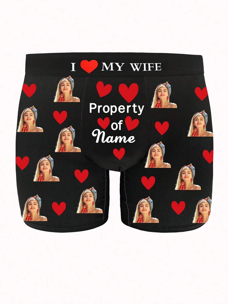 1 Piece Custom Face Boxers For Men, Custom Face Cartoon Strawberry Boxer Briefs, Personalized Boxers For Husband, Personalized Photo Underwear, Custom Face Underwear, Custom Funny Faces Boxers Briefs, Anniversary Gift, Valentine Gift, Birthday Gift, Wedding Gift, Best Friend Gift, Gift For Boyfriend, Gift For Husband, Gift For Him, 1pc, Dawg, Colorful, Cute,Christmas Home Atmosphere - Black - View 2