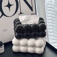 1pc Cream Style Cotton Candy Plastic Tissue Box, Living Room & Dining Table Paper Napkin/Tissue Holder Decorative Accessory - Multicolor - View 4