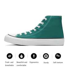 Giày thể thao vải canvas cổ cao thời trang buộc dây cổ điển cho nữ, giày đi bộ thường ngày, lớn hơn nửa cỡ - màu xanh lá - Xem 5