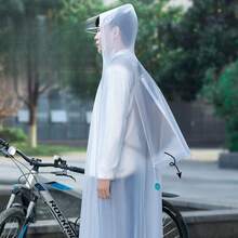 Raincoat Electric Car Women Long Full Body Rainstorm-Proof Single Man Riding Battery Car New Poncho - 反光條/背包位款靜謐藍 - 查看 4