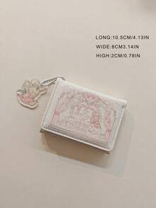 Joivida Ví gấp ba hình chú thỏ dễ thương, nhiều ngăn đựng thẻ, ví ngắn cho nữ, ví mini, ví cầm tay, ví nhỏ, ví dễ thương - Màu Hồng baby - Xem 5