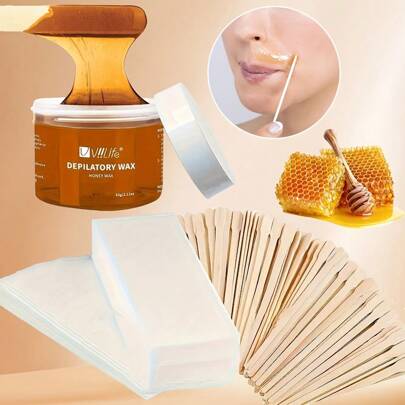 60g Sugar Wax Hair Removal Kit, Precision Eyebrow Shaping Soft Wax, Eyebrow Waxing Kit, Travel & Home Use Sugar Wax Kit, For Women's Eyebrows, Face, Upper Lip Hair Removal
