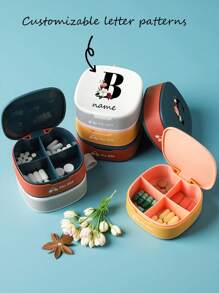 1 pezzo Scatola portatile per pillole a 4 scomparti, mini scatola per gioielli e pillole, regalo personalizzato con targhetta nome, scatola di plastica impermeabile per medicinali da viaggio, piccola scatola per medicinali portatile, articolo per la casa, scatola per medicinali da viaggio, mini scatola sigillata, scatola portaoggetti medicali