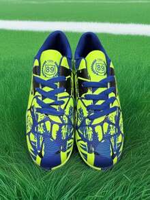 Lightweight Breathable Football Shoes, Classic Fashion Minimalist Lightweight Non-Slip Durable Molded Stud Soccer Shoes, Low-Top Popular Practical Outdoor Sports Molded Stud Football Training Shoes - Green - View 8