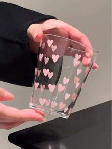 1 件心形玻璃杯，女士办公室家用耐热马克杯，适合咖啡馆、家庭、餐厅、派对、节日返校礼物 - 彩色 - 查看 3