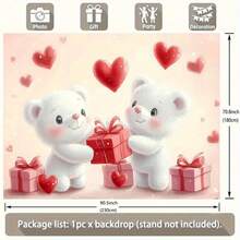 Deux oursons mignons se partagent des cadeaux. La forme de cœur rose douce et le design étincelant conviennent pour les mariages, les anniversaires, les fêtes, la décoration de photomaton pour toutes les saisons, la décoration de fête | Design fantaisiste - Multicolore - Voir 6