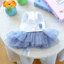 Dog Princess Dress Bow Puppy Girl Tulle Dress Pet Summer Clothes For Wedding Party
