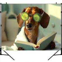 1 Fun Sausage Dog Wall Decoration - Fantasy Cucumber Eyes And Book Design Polyester Background Cloth For Wedding, Birthday, And Retirement Parties - No Electricity Required Home Decoration And Event Banners, Dog Decoration