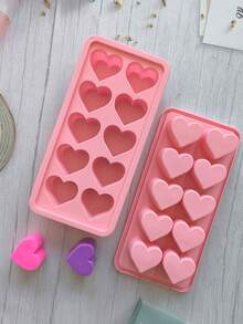 1pc Heart Shaped Silicone Ice Cube Tray Mold, 10-Cavity Easy Release Flexible Silicone Ice Cube Maker - Solid Color - View 6