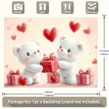 Deux oursons mignons se partagent des cadeaux. La forme de cœur rose douce et le design étincelant conviennent pour les mariages, les anniversaires, les fêtes, la décoration de photomaton pour toutes les saisons, la décoration de fête | Design fantaisiste - Multicolore - Voir 5