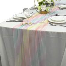 Runner da tavolo in chiffon sfumato, realizzato in stile Balinese stropicciato, trasparente e di stile boho, decorazione per tavola da pranzo per matrimonio, festa o vacanza