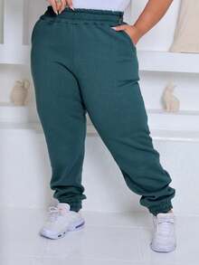 Women's Plus Size Sweatpants - 綠色 - 查看 5