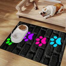 1pc Paw Print Pad, Dog & Cat Small Animal Feeding Mat, Durable Non-Slip, Water Absorbent & Stain-Resistant, Ideal For Cats - Pet Food &Water Bowl Placemat For Home Decor, Kitchen Floor Mats, Pet Accessories, Ideal For Pets - Multicolor - View 5