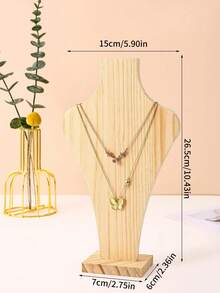1pc Wooden Necklace Display Stand, Jewelry Bust Neck Model, Showcases Counter Prop - Multicolor - View 6