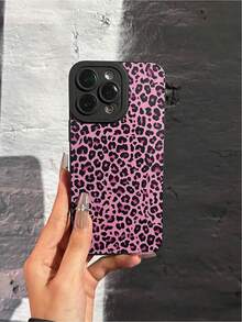 Funda para phone (1 unidad) con estampado de guepardo, carey, perforada, con bordes rectos, estampado de leopardo, negra, calada, anticaídas. Compatible con phone. - Multicolor 4 - Ver 2