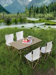 1pc Outdoor Camping Chair, Collapsible Chair With Side Pocket And Carry Bag, Folding Chair For Camping, Beach, Picnic, Sunbathing Chairs With Storage Bag,Random Style - Multicolor - View 2