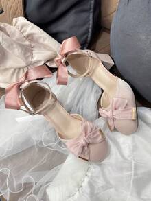 New Stylish Pink High Heel Shoes For Teenagers, Elegant Material Suitable For All Seasons, Cute For Little Girls, Romantic For Holiday & Princess Party Occasions - Pink - View 7