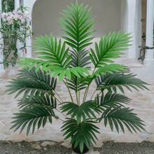 2 Piezas de planta de palma artificial, 32.22 pulgadas de altura con 36 hojas grandes - Planta verde falsa resistente a los rayos UV, adecuada para decoración del hogar y oficina, uso interior/exterior, ideal para bodas y festividades (Recipiente no incluido)