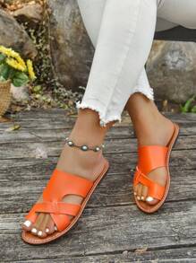 Women's Handmade Comfortable Soft Fashionable Casual Slippers, Slip Resistant Flat Toe-Open House Slippers