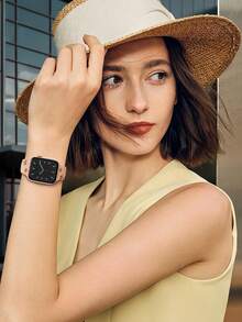 Floral Engraved Bands Compatible With Apple Watch Band 41mm 40mm 44mm 45mm 42mm 38mm 49mm 46mm For Women,Cute Flower Two-Tone Flower Soft Bands Soft Silicone Sport Strap Compatible With IWatch Series SE 11 10 9 8 7 6 5 4 3 2 1 Ultra - Milk Tea/brown - View 8