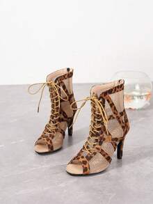 Summer Party Woman Sexy Stilettos High Heels Women Latin Dance Heels Shoes Hollow For Women's Boots Office Ballroom Woman Black Sandals Soft Sole Jazz Dance Shoes - Brown - View 5