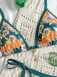 Vintage Floral Sexy Bikini Set For Women