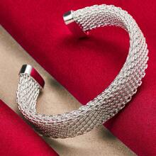 Charm Silver Braided Bangles For Women Wedding Engagement Party European American Style Bracelet Jewelry