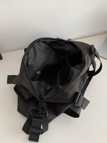 The New Fashion Classic Joker Solid Color Nylon Waterproof Fabric With Large Capacity And Double Handle Letter Pattern Decoration Design Is Suitable For Traveling And Fitness. Graduation - Black - View 10