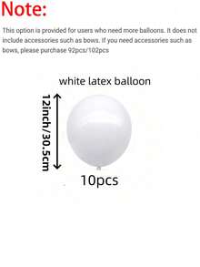92/102个白色气球，配红色丝带蝴蝶结，包含胶水和红色丝带，派对装饰必备，适用于生日派对、婚礼、家庭聚会、摄影道具。 - 紅色 - 查看 8