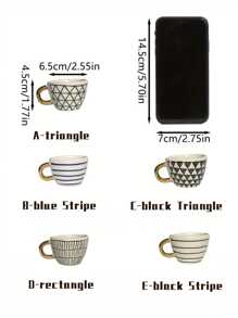 1pc 100ml Mini Ceramic Nordic Style Handpainted Concentrated Coffee Cup, Gold Handle Small Espresso Cup, Suitable For Home Daily Use, Coffee Maker, Cafes And Restaurants, Afternoon Tea Cup, Gift