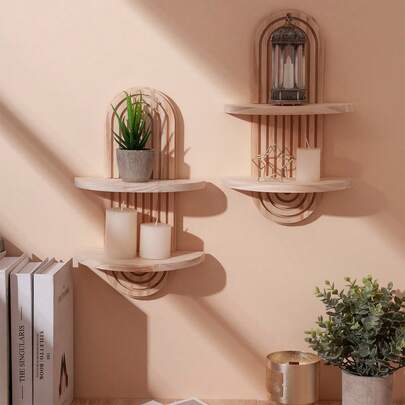 1pc Boho Wooden Rainbow Wall Shelves, Bohemian Hanging Shelf, Wall Mount Book Shelf For Living Room Bathroom Bedroom Classroom Office, Wall Decor