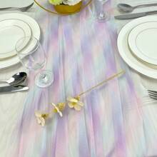 Runner da tavolo in chiffon sfumato, realizzato in stile Balinese stropicciato, trasparente e di stile boho, decorazione per tavola da pranzo per matrimonio, festa o vacanza